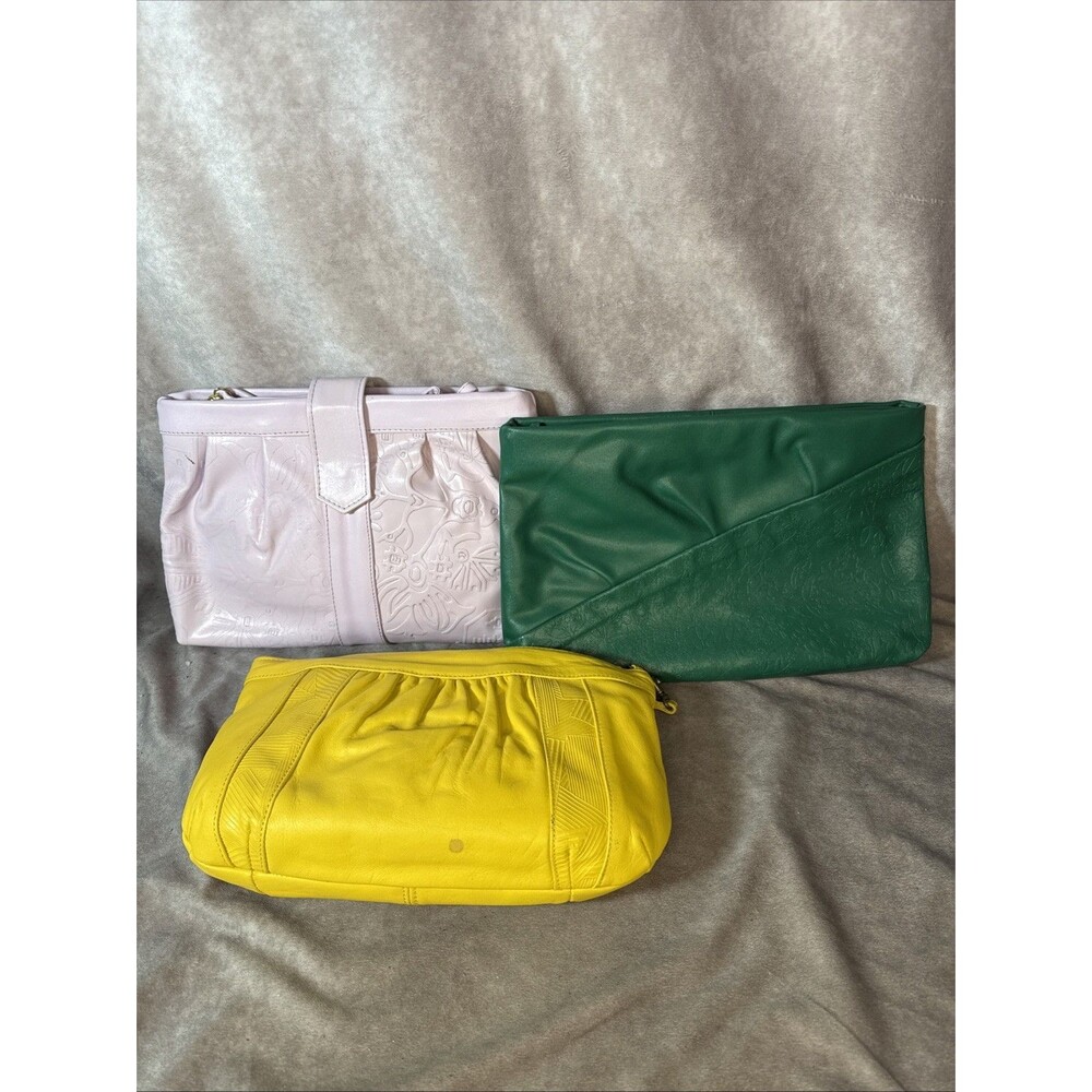 Lot Of Toni Leather Shoulder Purse Bag Lined Zipper 80s 90s Vintage